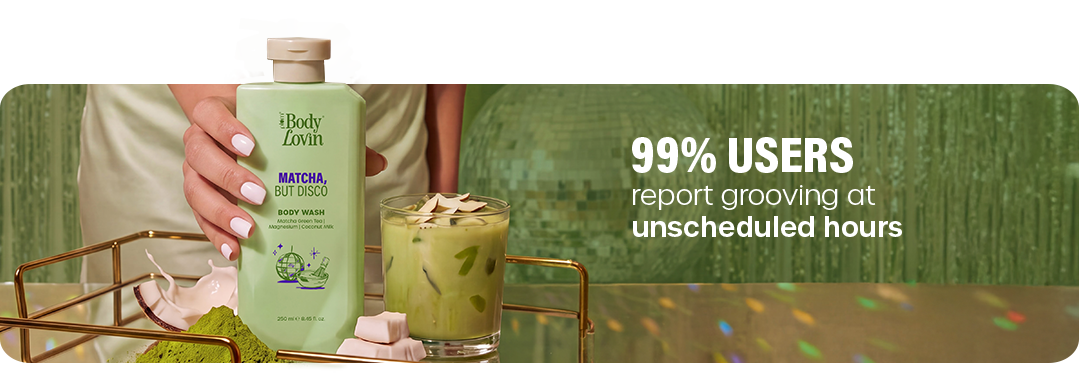 Matcha, But Disco shower gel banner